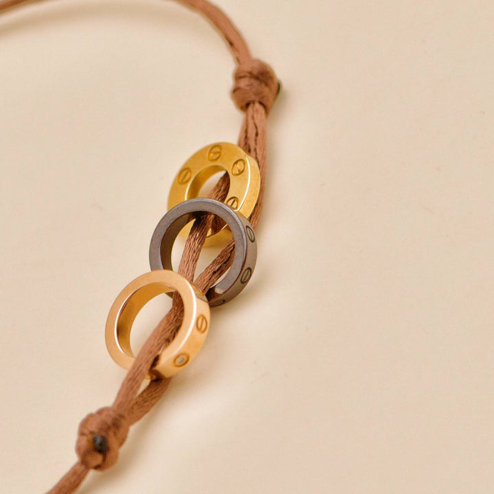 Preowned Cartier Love Cord Bracelet 4 Diamond Brown Sèvres Porcelain