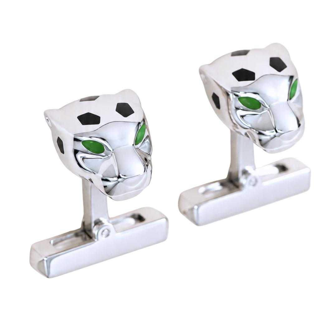 Preowned Authentic Cartier Panthère de Cartier Cufflinks lacquer Sterling Silver