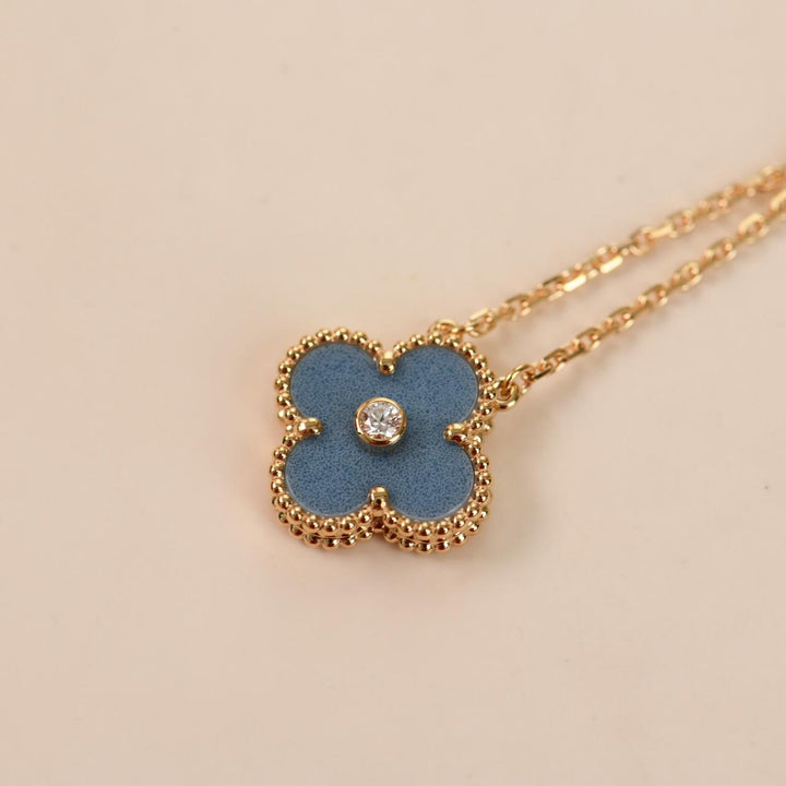 2026 VCA Holiday blue grey Sèvres porcelain pendant displayed with original branded packaging