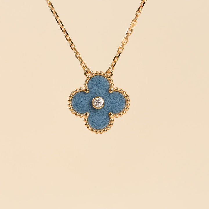 2026 VCA Holiday blue grey Sèvres porcelain pendant displayed with original branded packaging