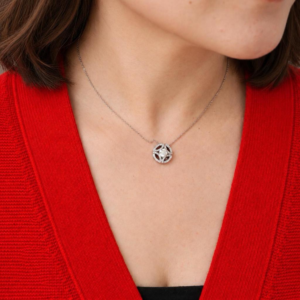 Authentic Cartier Galanterie Diamond Black Lacquer Necklace 18K White Gold