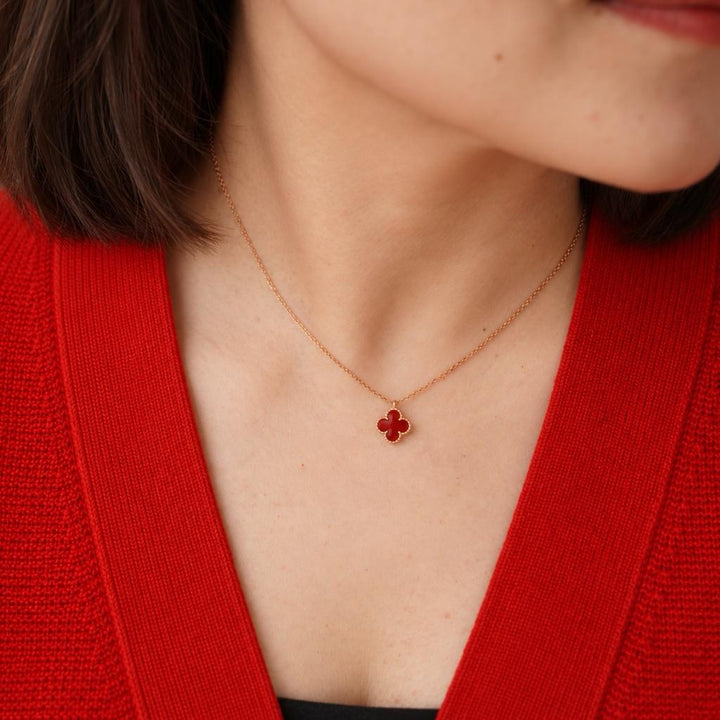 Preloved Authentic Van Cleef Sweet Alhambra Pendant Carnelian 18K Rose Gold