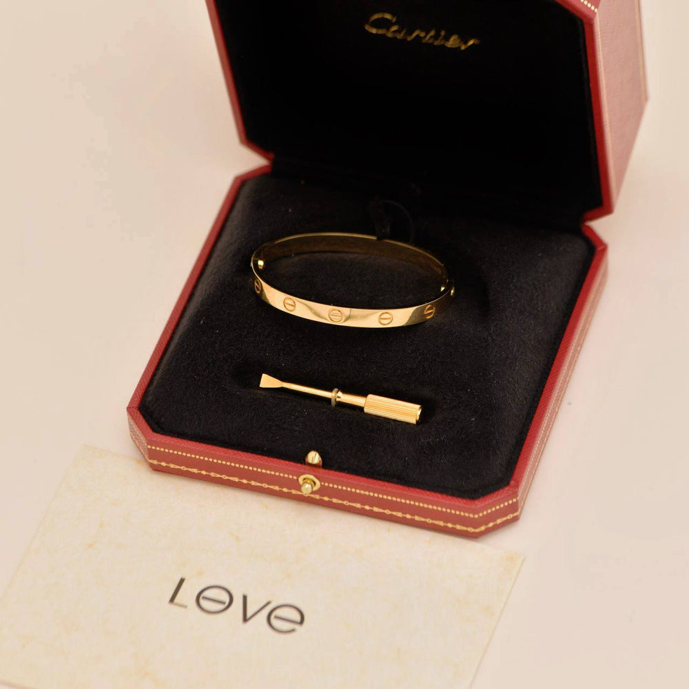 Preowned Authentic Cartier Love Bracelet Classic Model 18K Yellow Gold Size 17