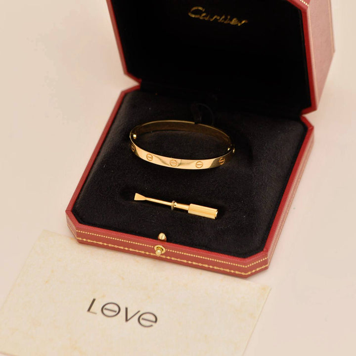 Preowned Authentic Cartier Love Bracelet Classic Model 18K Yellow Gold Size 17