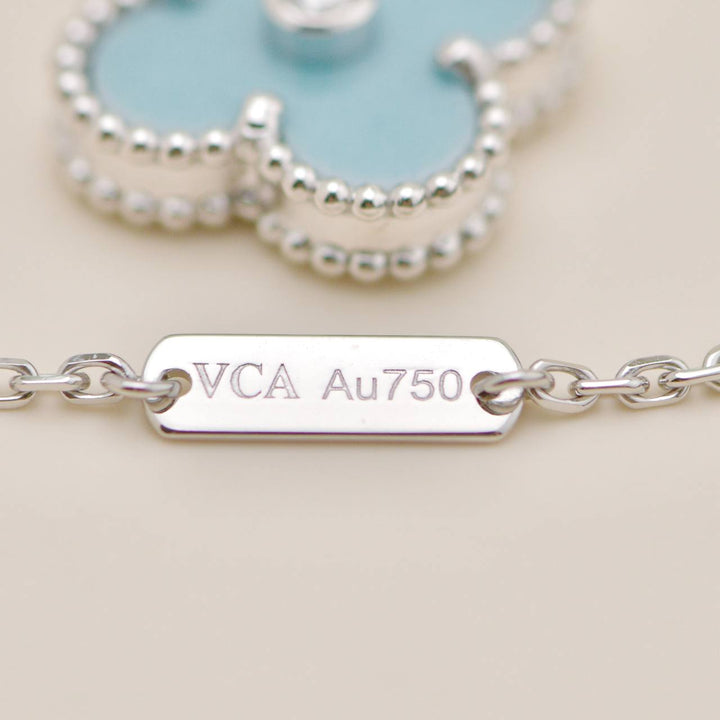Preowned Authentic Van Cleef Alhambra 2022 Holiday Pendant Celadon Sèvres Porcelain