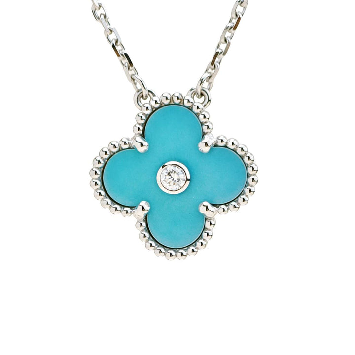 Preloved Authentic Van Cleef & Arpels Alhambra 2022 Holiday Pendant Celadon Sèvres Porcelain