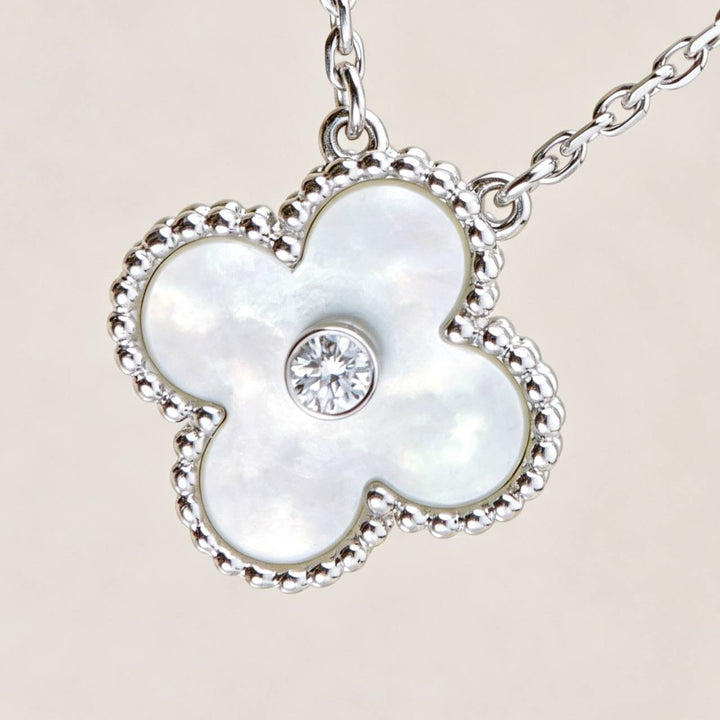 Preowned Authentic Van Cleef Alhambra 2009 Holiday Pendant Mother of Pearl