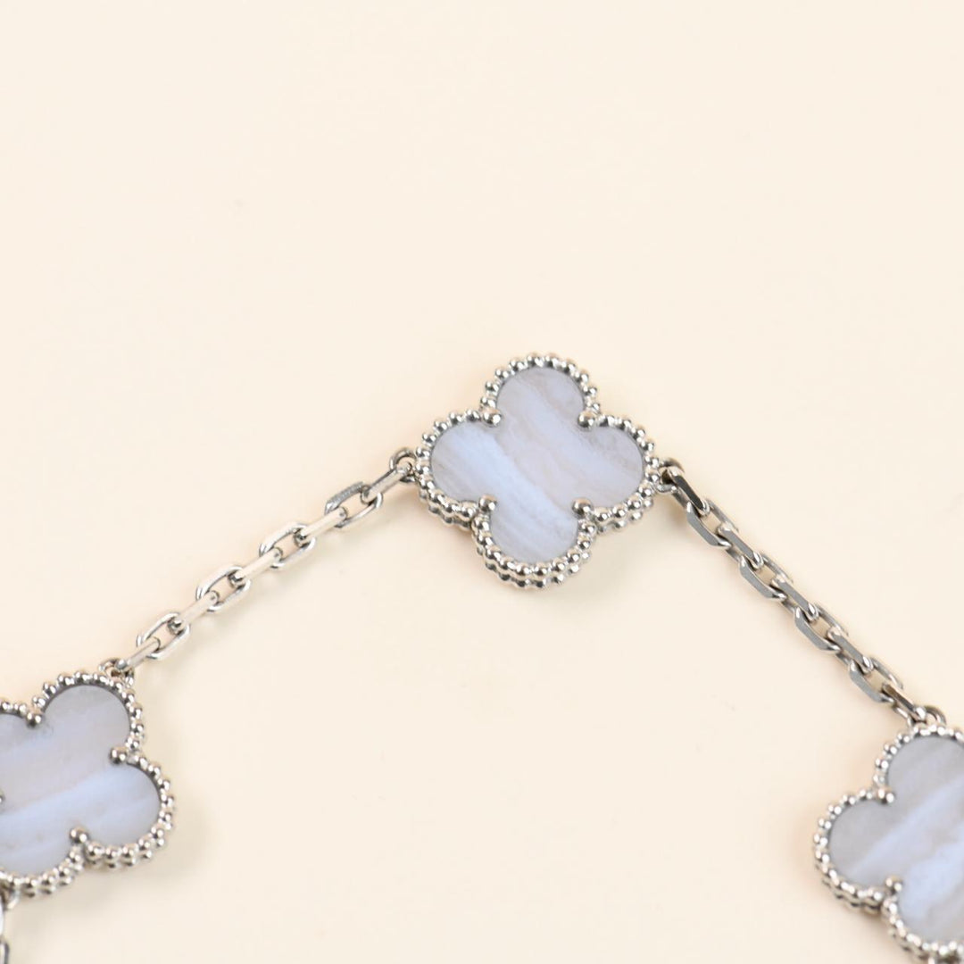 Preloved Authentic VCA Vintage Alhambra Chalcedony Bracelet 18K White Gold
