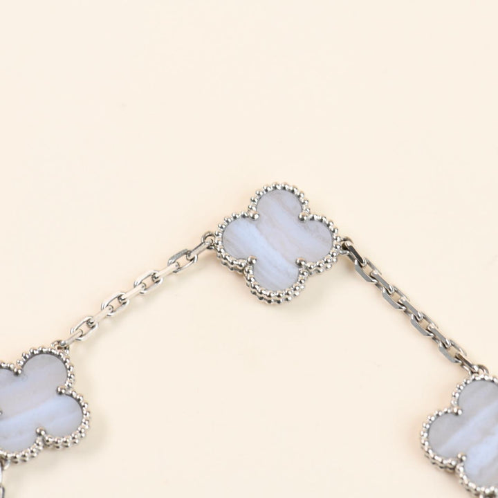 Preloved Authentic VCA Vintage Alhambra Chalcedony Bracelet 18K White Gold