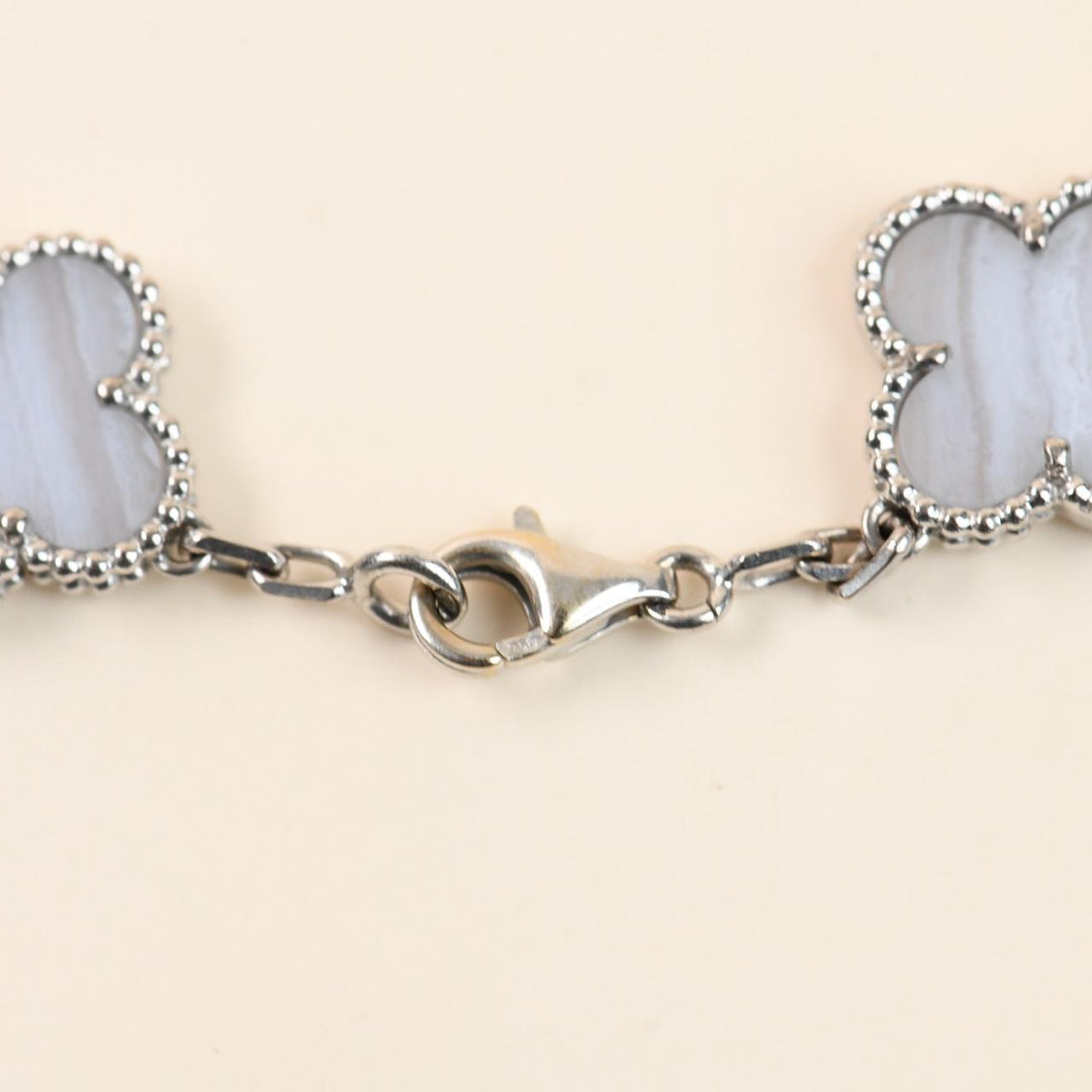 Authentic Van Cleef Vintage Alhambra Chalcedony Bracelet 18K White Gold