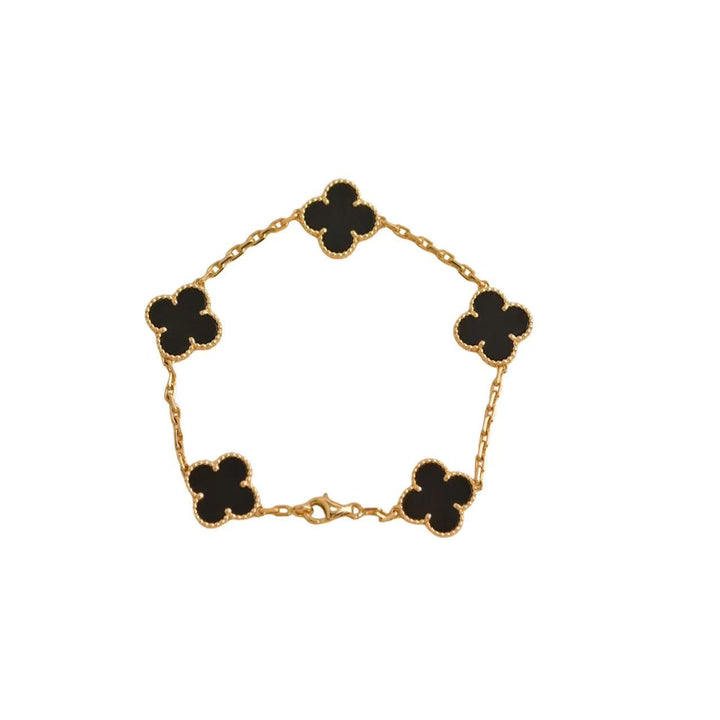 Van Cleef & Arpels Vintage Alhambra Onyx Yellow Gold Bracelet