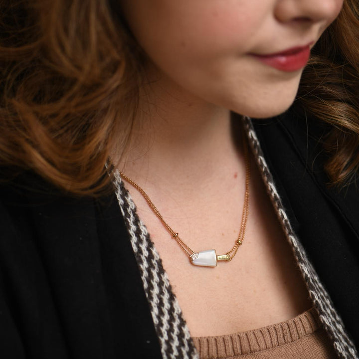 Second Hand Bvlgari Gelati Diamond Mother of Pearl 18k Rose Gold Pendant Necklace