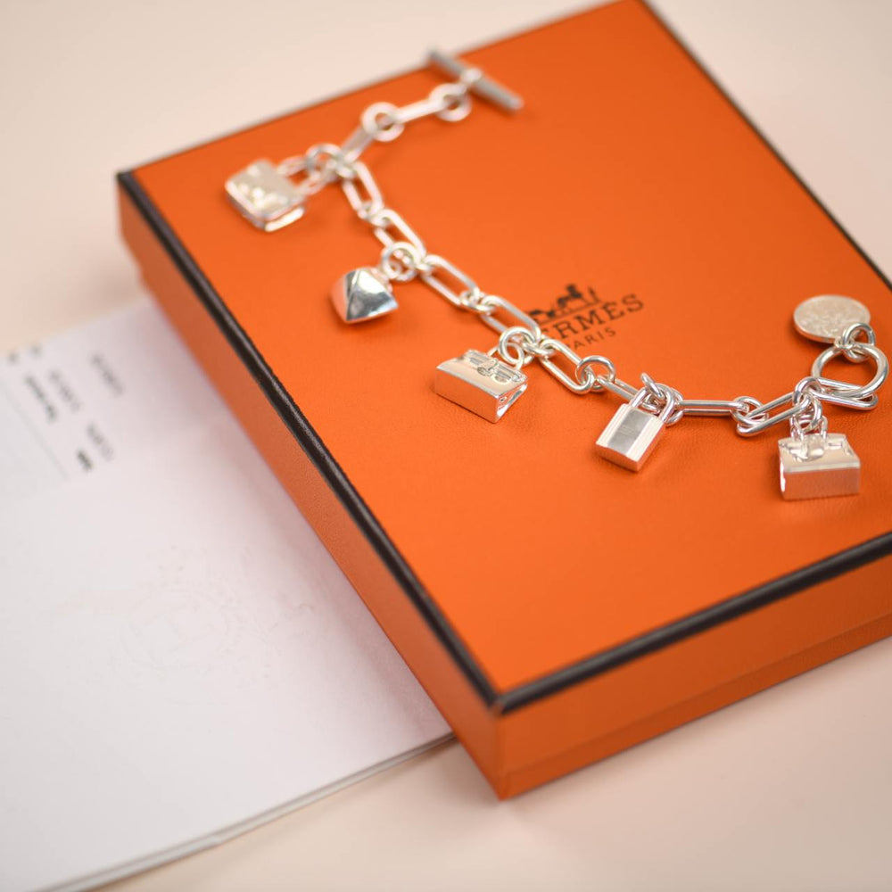 Preowned Hermès Sterling Silver Amulettes Bracelet