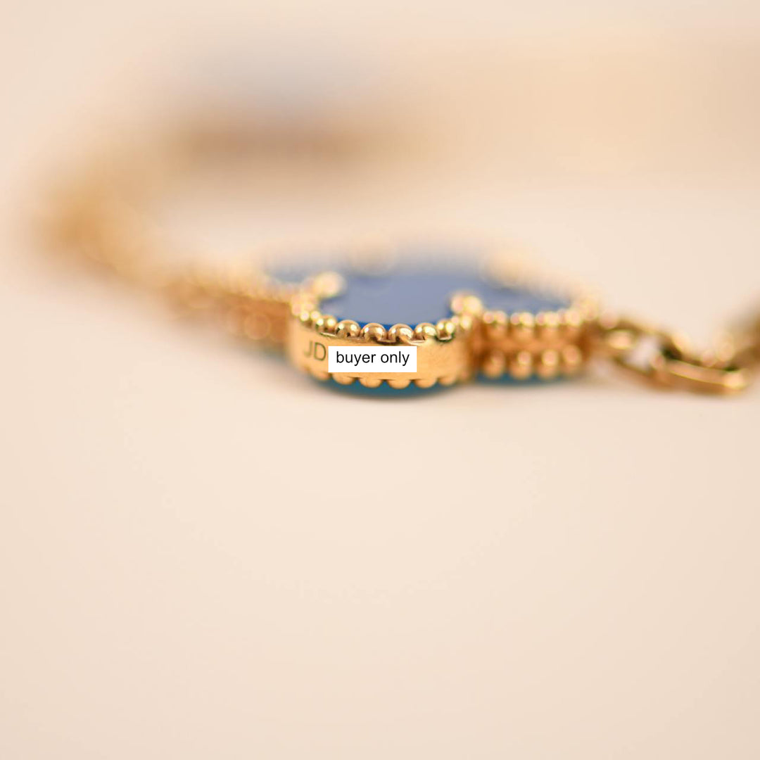 Van Cleef & Arpels Vintage Alhambra Blue Agate 18K Yellow Gold Bracelet