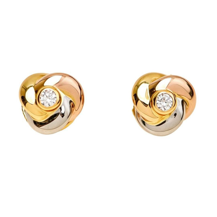 Preloved Authentic Cartier Baby Trinity Diamond Earrings 18K Tri-Colour Gold