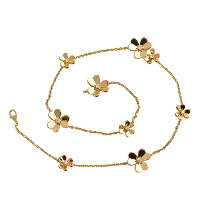 Van Cleef Arpels 9 flowers Yellow Gold Diamond Frivole necklace