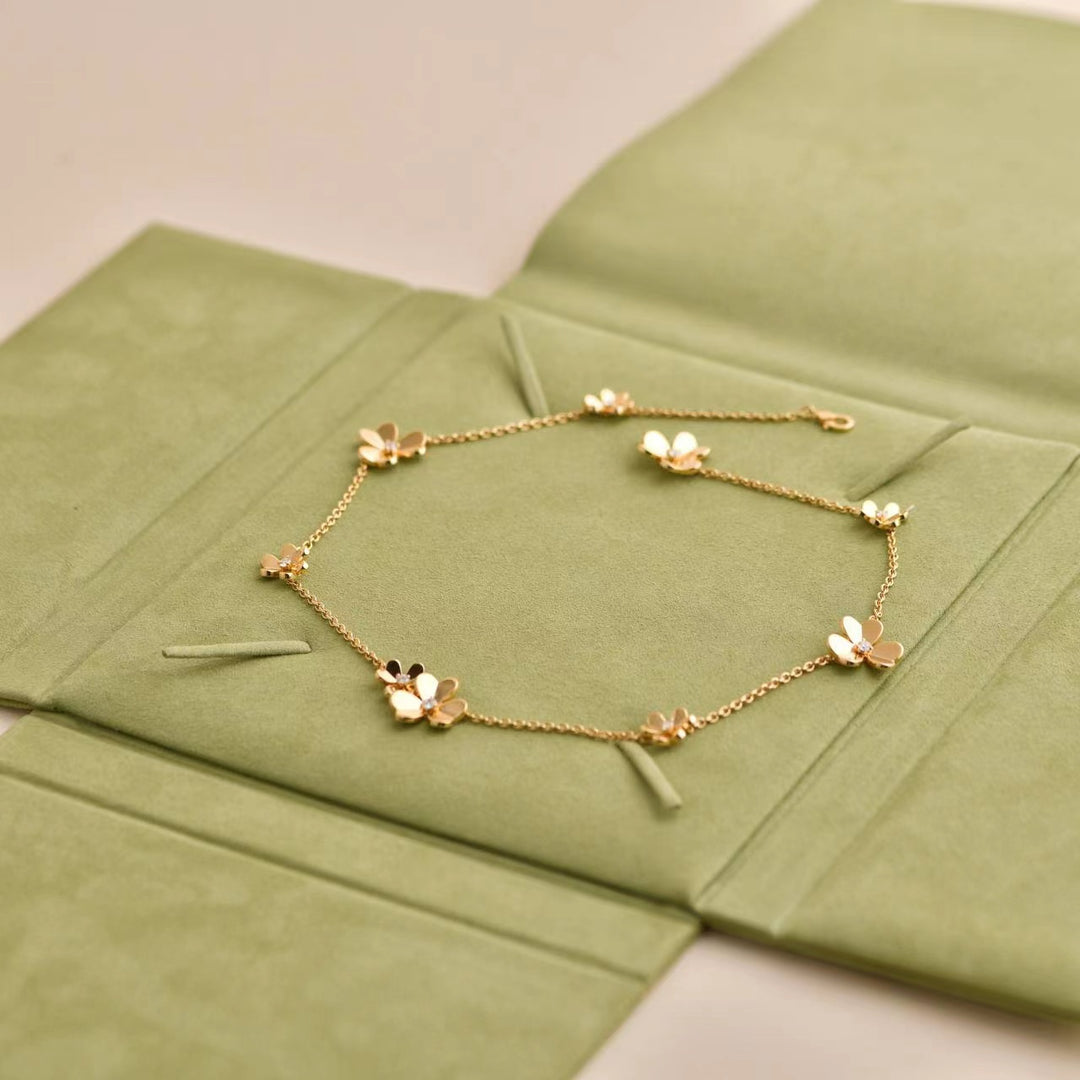 Van Cleef Arpels flowers Yellow Gold Diamond Frivole necklace