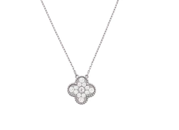 Van Cleef & Arpels Vintage Alhambra White Gold Diamond Paved Pendant