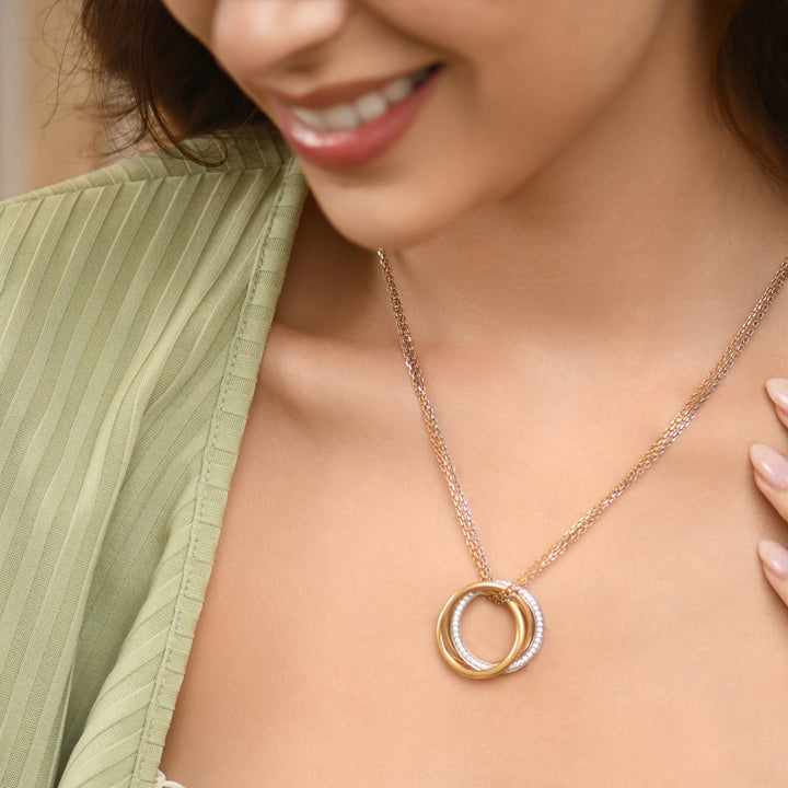 Cartier Trinity Diamond 18K Yellow Rose White Gold Pendant Necklace