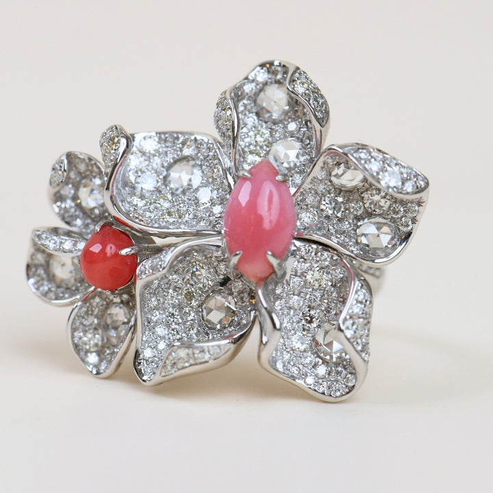 natural conch pearl diamond ring