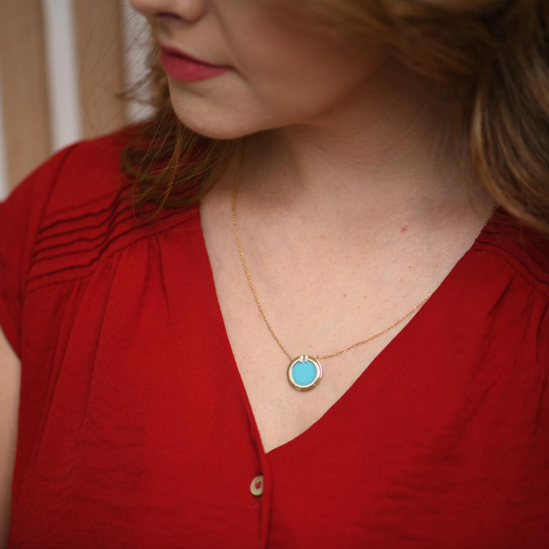 Tiffany T Diamond and Turquoise Circle Pendant – Dandelion Antiques