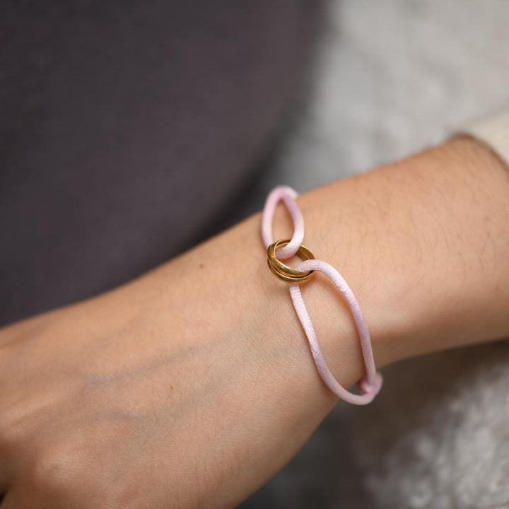 Cartier Trinity 18K Yellow Gold Pink Silk Cord Bracelet
