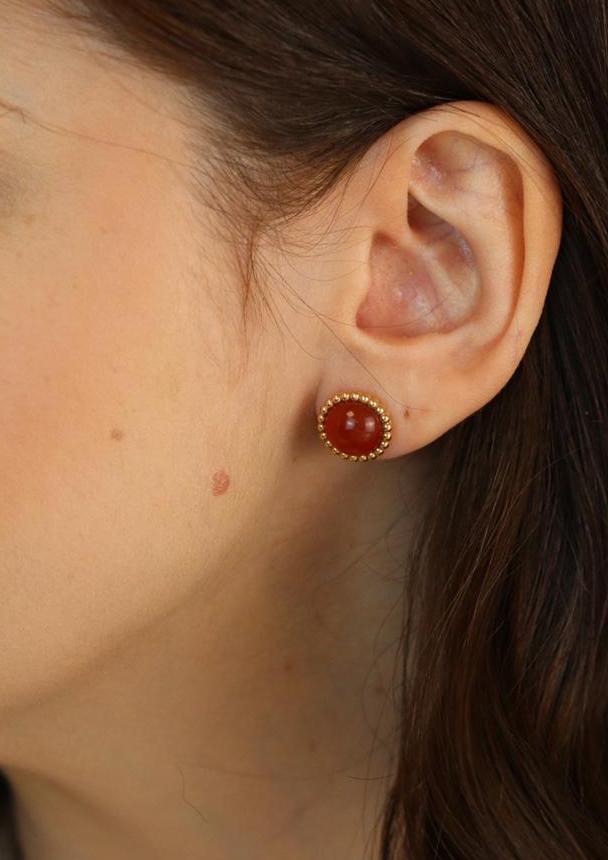 Van Cleef & Arpels Perlée Couleurs Carnelian 18K Rose Gold Earrings