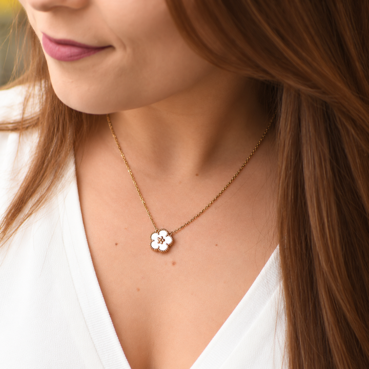 Preowned Authentic Van Cleef & Arpels Lucky Spring Plum Blossom Pendant Mother of Pearl