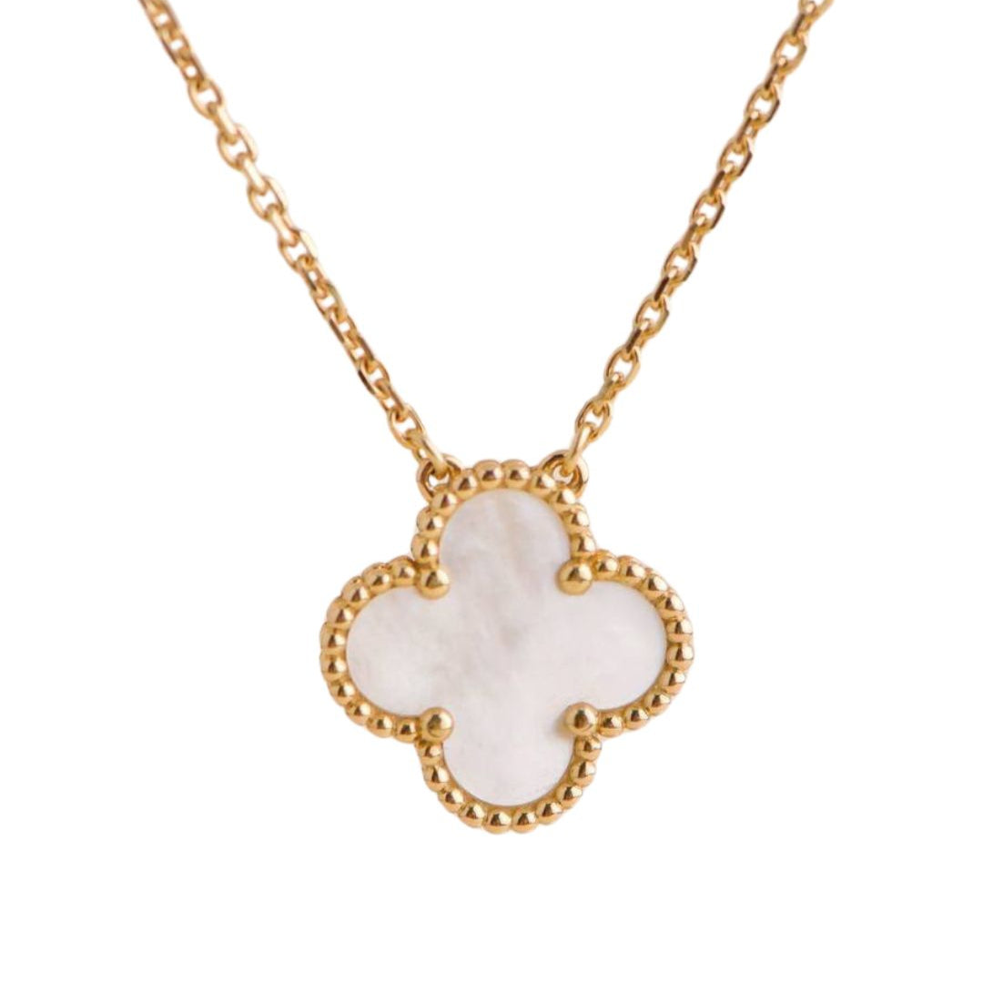 Preloved Van Cleef & Arpels Vintage Alhambra Mother of Pearl 18K Yellow Gold Pendant Necklace