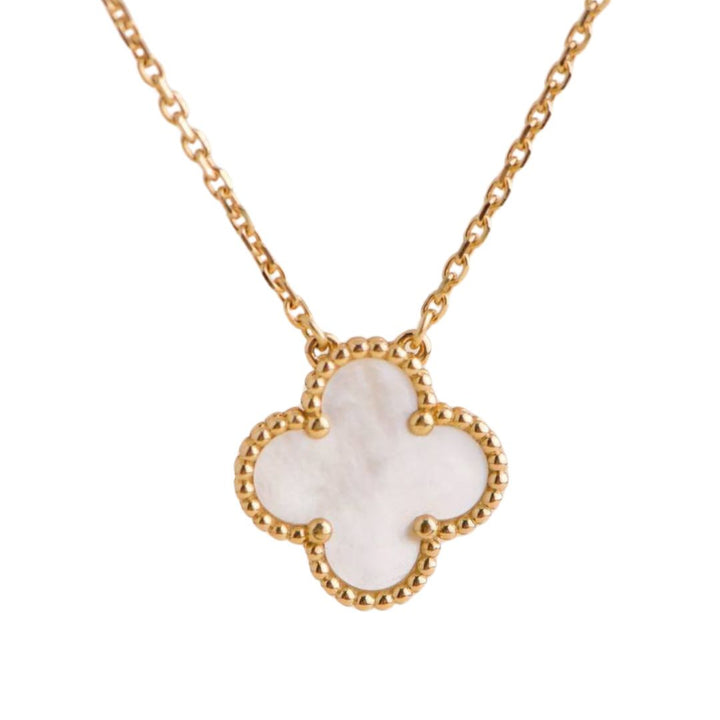 Preloved Van Cleef & Arpels Vintage Alhambra Mother of Pearl 18K Yellow Gold Pendant Necklace