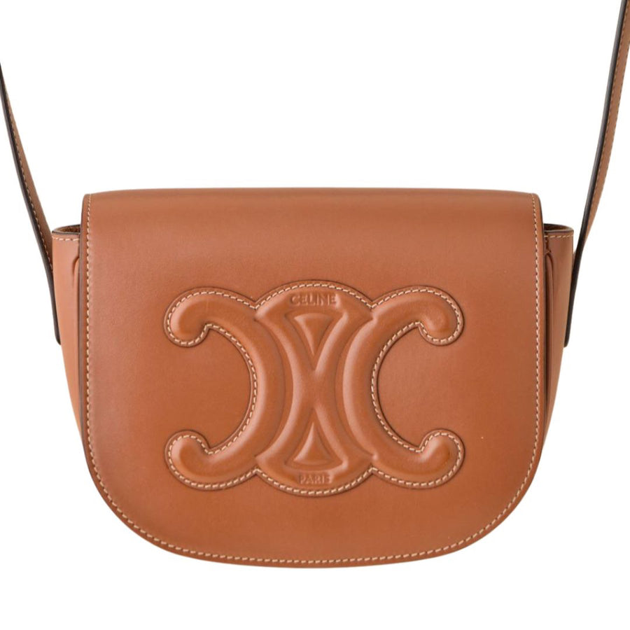 Preloved Céline Folco Cuir Triomphe Calfskin Tan Shoulder Bag