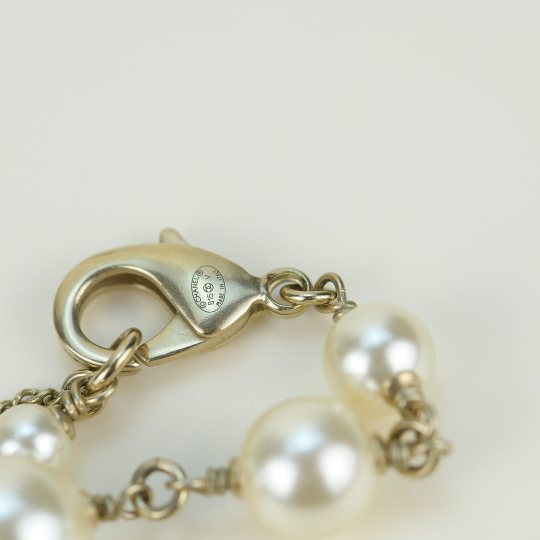 Vintage Chanel Faux Pearl And Gilt Necklace