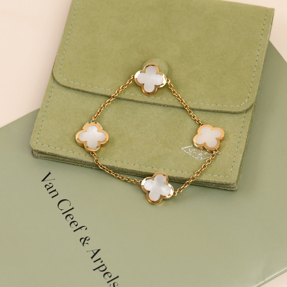 Second Hand Van Cleef & Arpels Pure Alhambra Mother of Pearl 18K Yellow Gold Bracelet