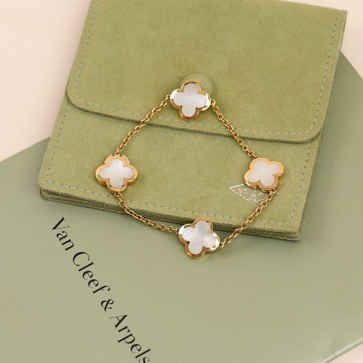 Second Hand Van Cleef & Arpels Pure Alhambra Mother of Pearl 18K Yellow Gold Bracelet
