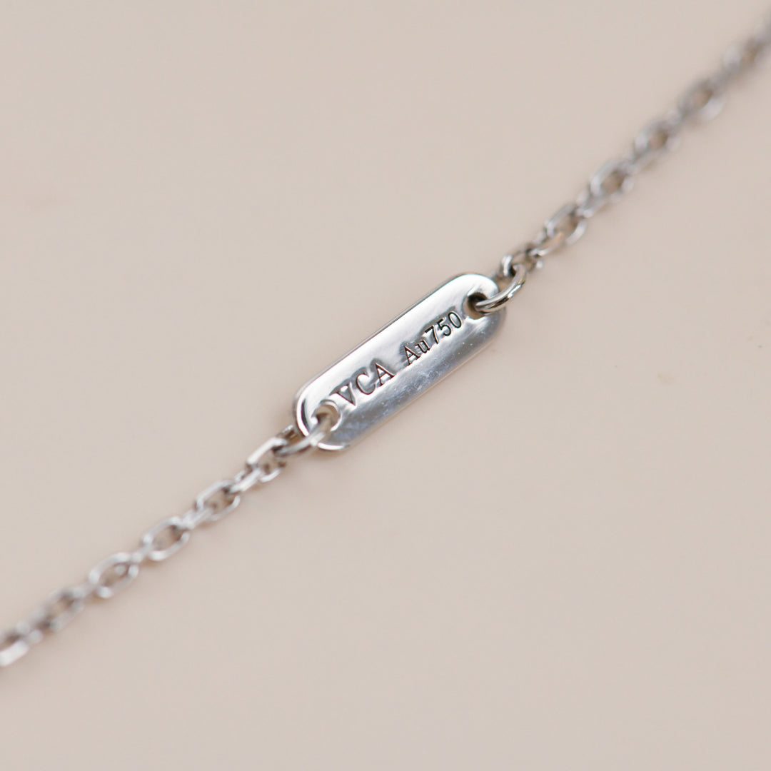 Second Hand VCA Sweet Alhambra Diamond 18K White Gold Pendant Necklace