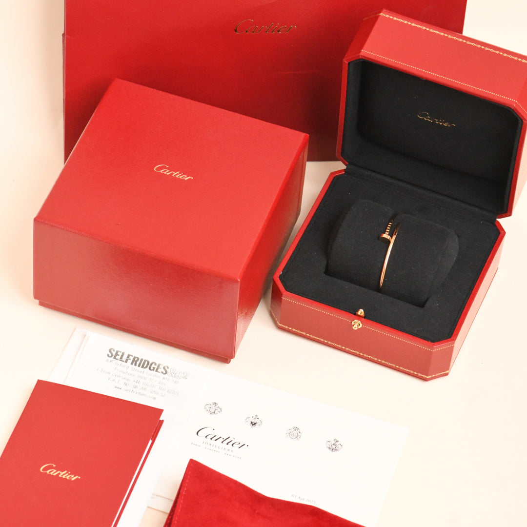 Preowned Authentic Cartier Juste un Clou Bracelet Small Model 18K Rose Gold Size 17