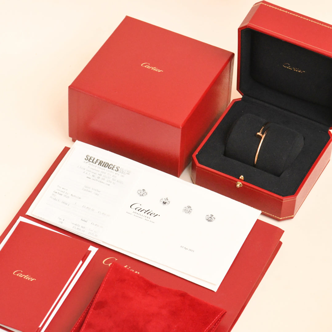 Authentic Full set Preloved Cartier Juste un Clou Bracelet Small Model 18K Rose Gold Size 17
