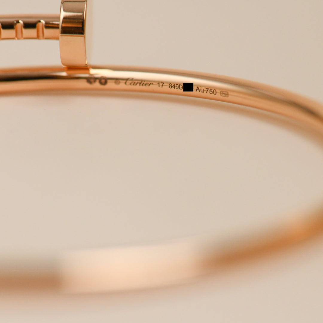 Preowned Cartier Juste un Clou Bracelet Small Model 18K Rose Gold Size 17