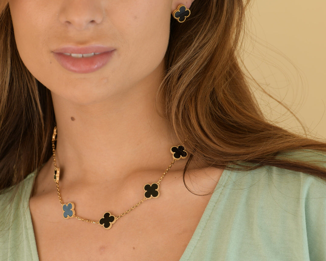 Van Cleef Arpels Vintage Alhambra Black Onyx 10 Motif Yellow