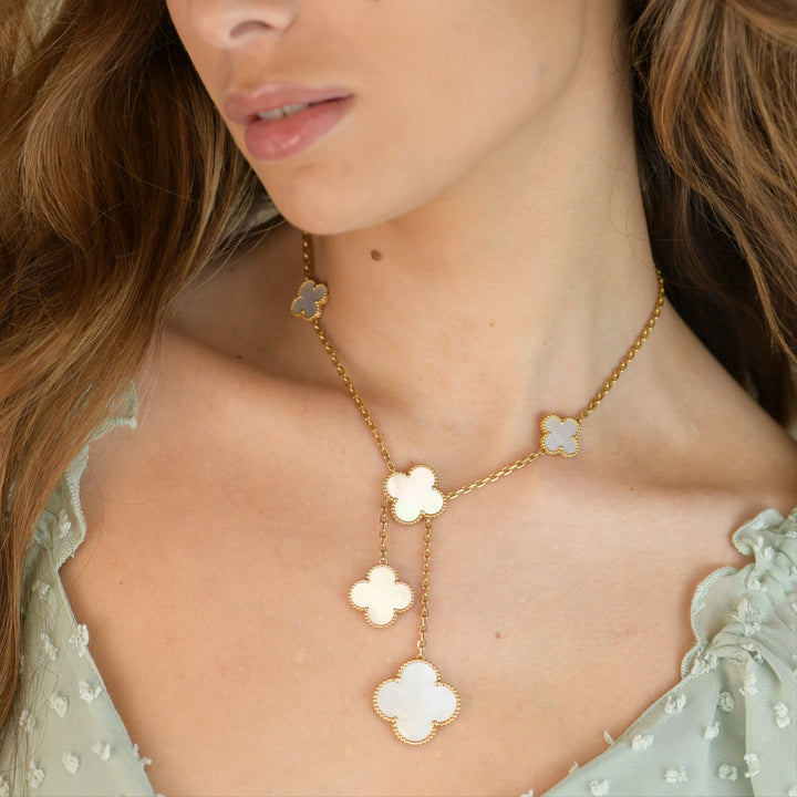Second Hand VCA Magic Alhambra 6 Motifs Mother of Pearl 18k Yellow Gold Necklace