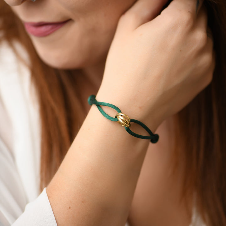 Second Hand Cartier Trinity Green Cord Bracelet 18K Yellow Gold