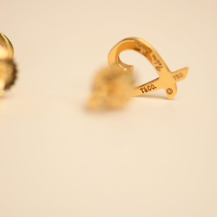 Second Hand Tiffany Paloma Picasso Loving Heart Stud Earrings 18K Yellow Gold