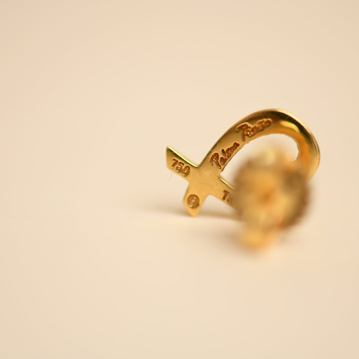 Used Tiffany Paloma Picasso Loving Heart Stud Earrings 18K Yellow Gold