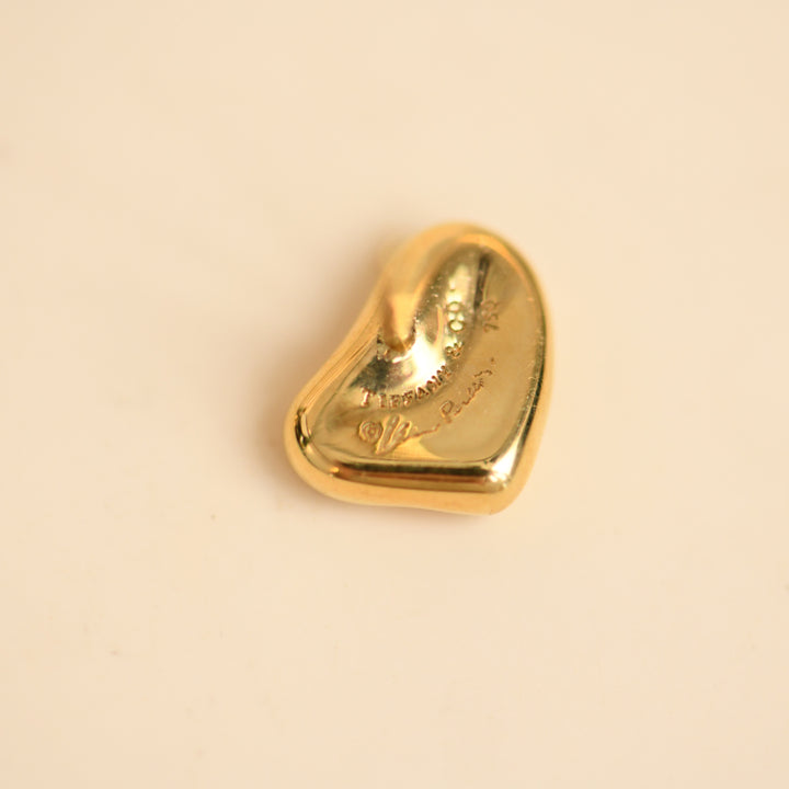 Preowned Tiffany Elsa Peretti Full Heart Stud Earrings 18K Yellow Gold