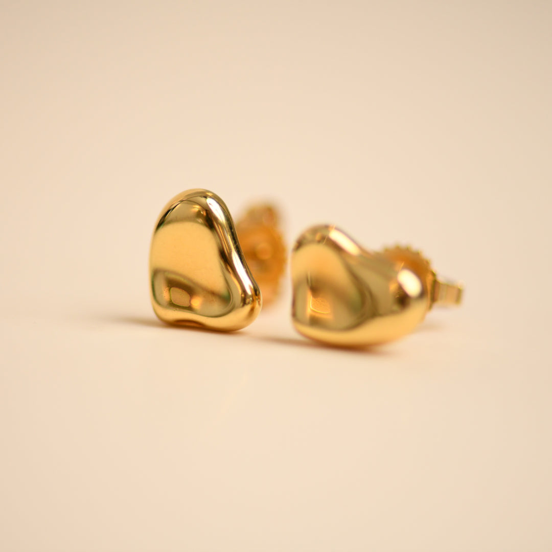 Tiffany & Co. Elsa Peretti Full Heart Stud Earrings 18K Yellow Gold