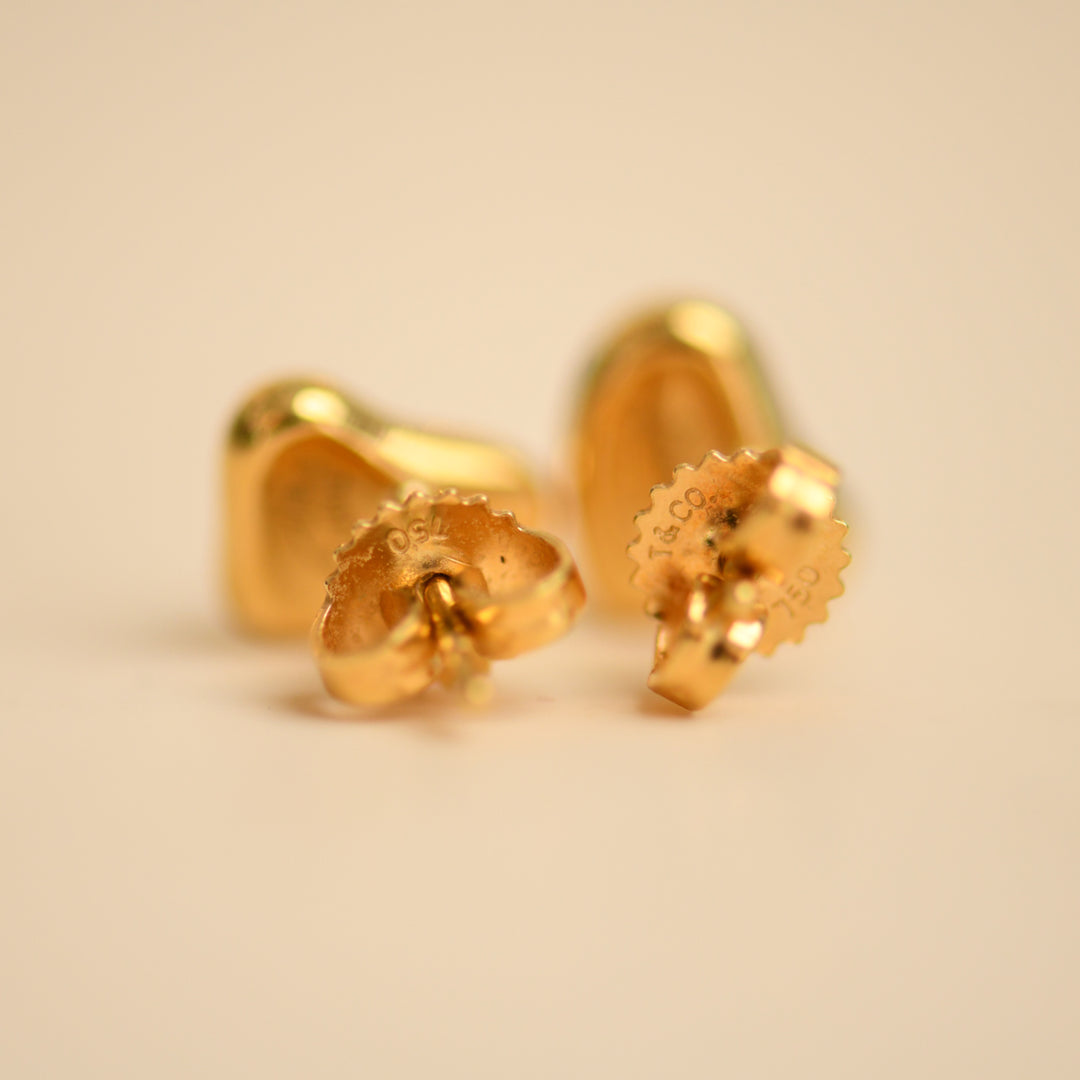 Tiffany & Co. Elsa Peretti Full Heart Stud Earrings 18K Yellow Gold