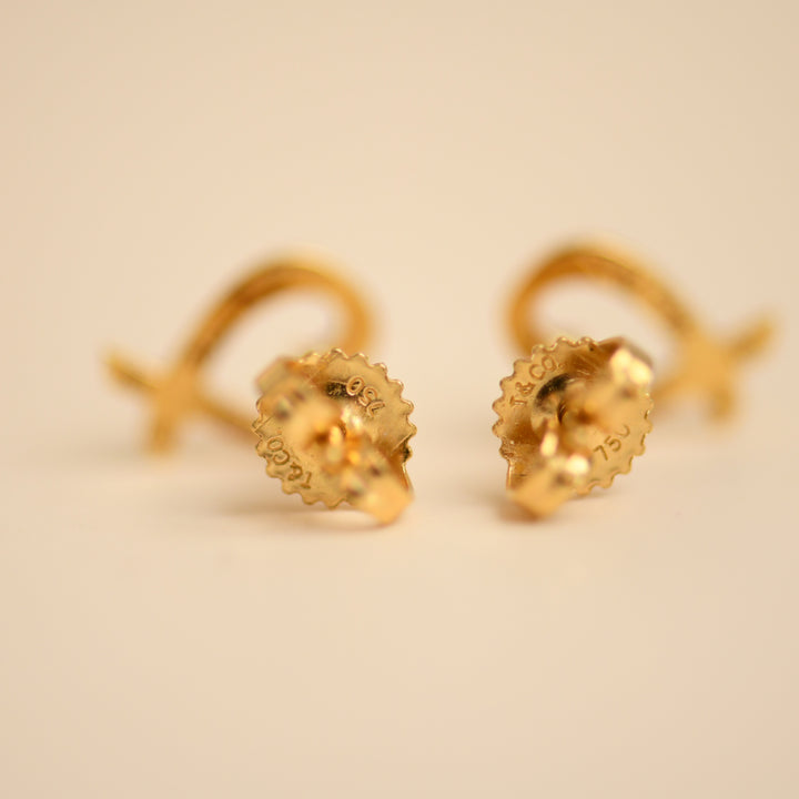 Preowned Tiffany Paloma Picasso Loving Heart Stud Earrings 18K Yellow Gold