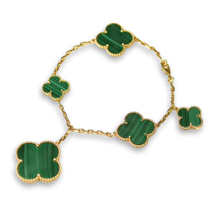 Van Cleef & Arpels Magic Alhambra Malachite 5 Motif Bracelet