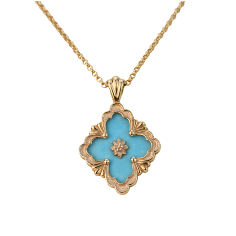 Opera Tulle Buccellati Opera Tulle Turquoise Limited Edition 18K Yellow Gold Penda ...