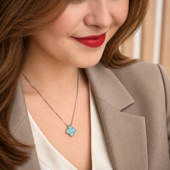 Second Hand Authentic Van Cleef & Arpels Alhambra 2022 Holiday Pendant Celadon Sèvres Porcelain